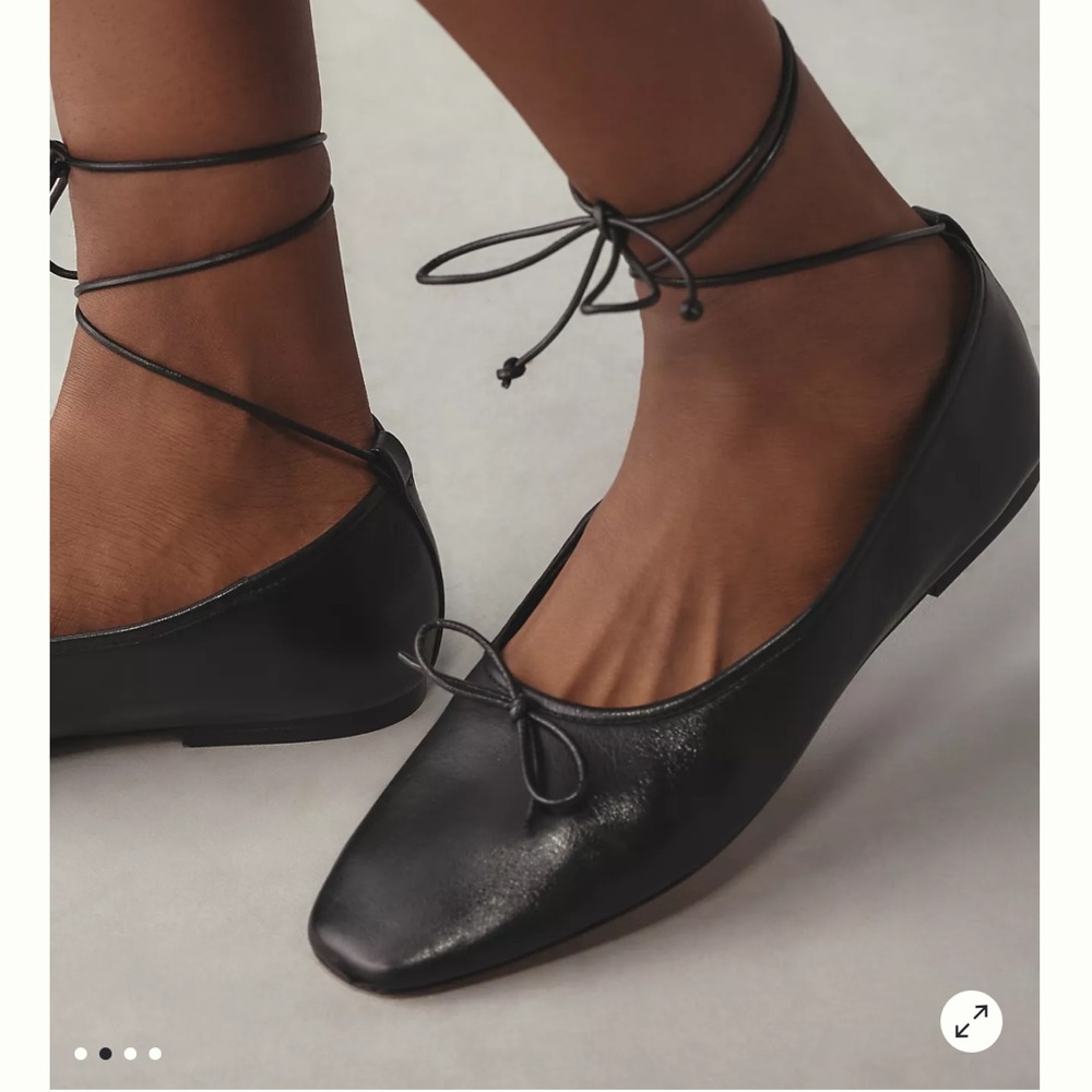 Maeve Tie-Up Ballet Flats Black Size 11